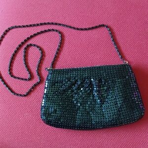 Black Metallic Mesh Evening Bag